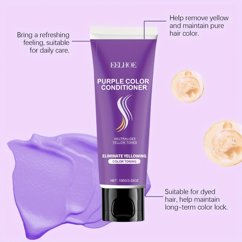 Three-Piece Purple Hair Care Set with Shampoo, Conditioner and Coordinated Argan Oil Bottle