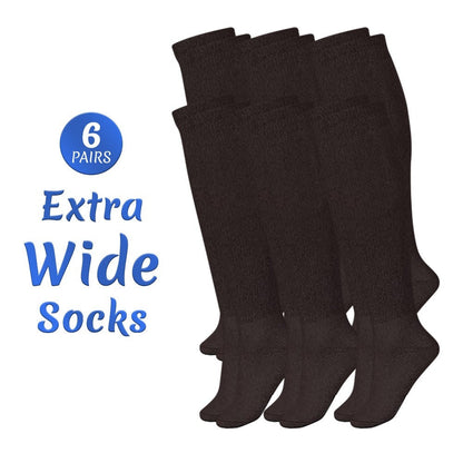 Extra Wide Socks for Swollen Feet 6 Pairs Stretch to 30 Inch Non-Binding Seamless Loose Fit for Entryways, Bedrooms and Living Spaces