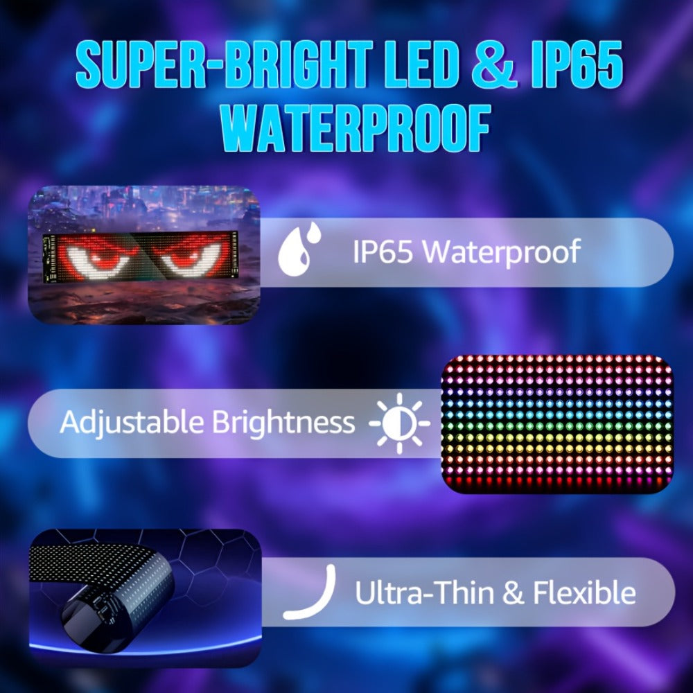 Flexible LED Matrix Display Sign Programmable Scrolling Text - Devil Eyes High Refresh Rate Battery Powered 6.81x2.76 Inch for Party Wedding Halloween Holiday 4th of July Decoration