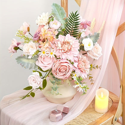 Artificial Roses Box Set for Wedding Bouquet, DIY Centerpiece & Home Decoration – Pink Valentine's Day Spring Flowers