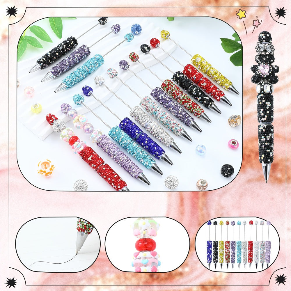 Glitter Beaded Ballpoint Pens, 20-Piece Colorful Set with Sparkly String Beads for Office, School, Party Favors and Gift Bags