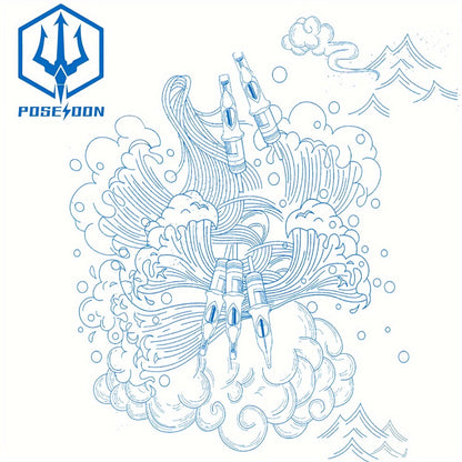 Tattoo Needles 50Pcs Round Liner Shader - POSEIDON V3 12RL 12RS Membrane Safety Stainless Steel Sterile Disposable Cartridge Needles for All Tattoo Machines Beginner & Professional Artists