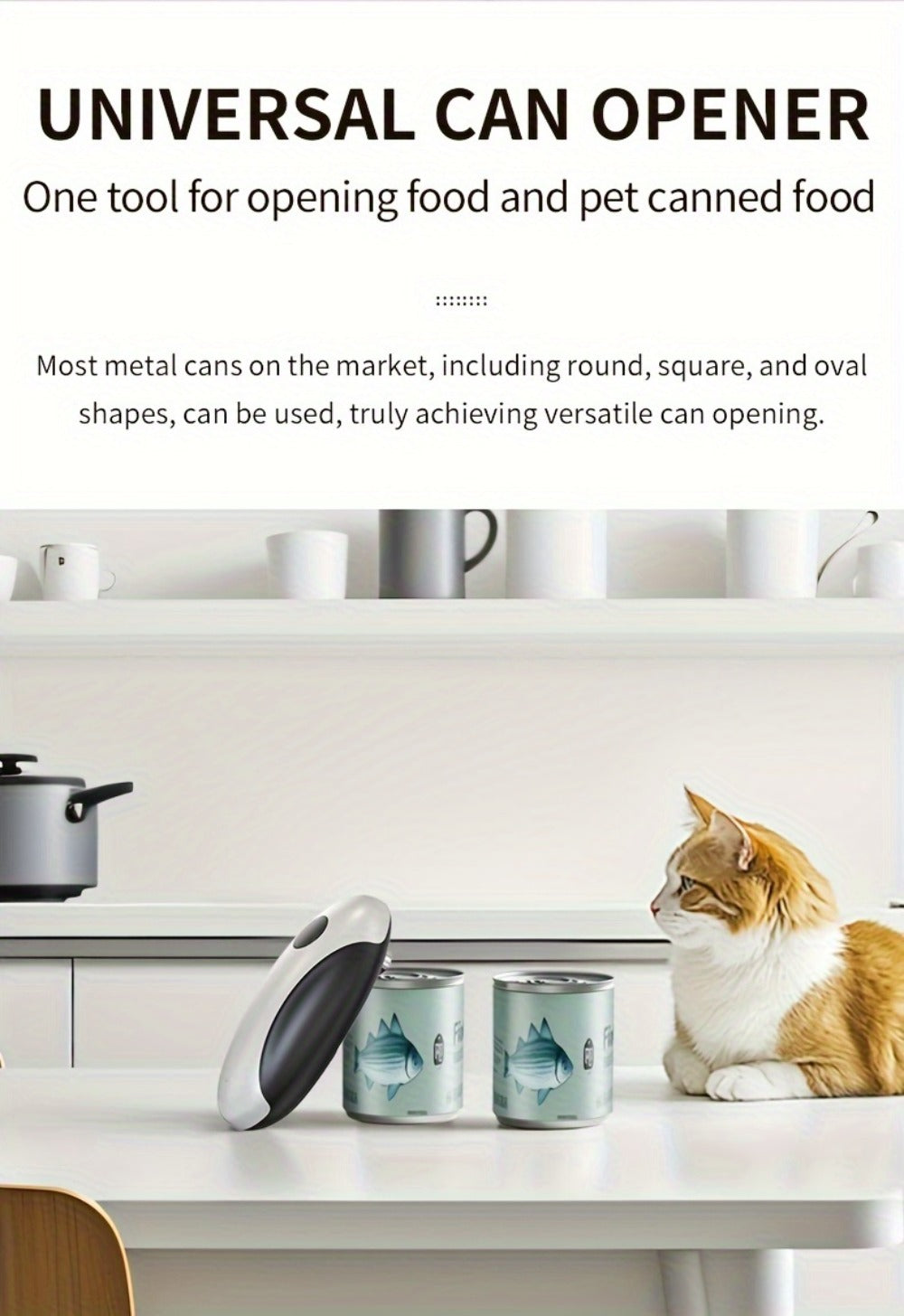 Cliton One-Touch Electric Can Opener with USB-C Rechargeable Power and Four Color Selections