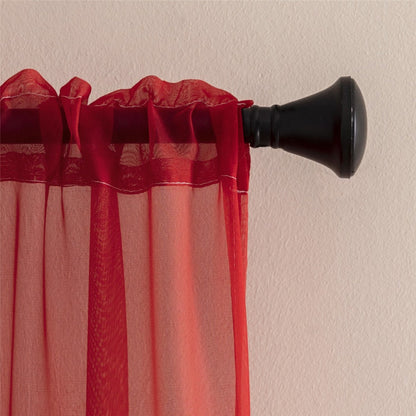Two-Panel Solid Sheer Curtains with Rod-Pocket Header, Seven Colors and Four Size Configurations