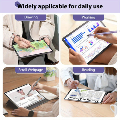 5-Piece Dual-Tip Stylus Pen Set with Metal Bodies, Two Rubber Tip Sizes and 10 Replacement Tips