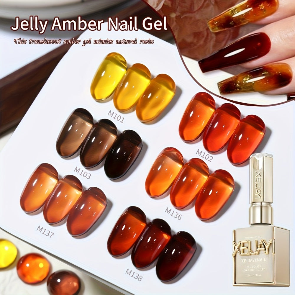 Gel Nail Polish Set with XEIJAYI Label, 6 Amber Aurora Magnetic Colors, 0.51oz Shades 101 to 138