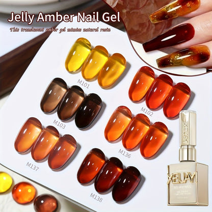 Gel Nail Polish Set with XEIJAYI Label, 6 Amber Aurora Magnetic Colors, 0.51oz Shades 101 to 138