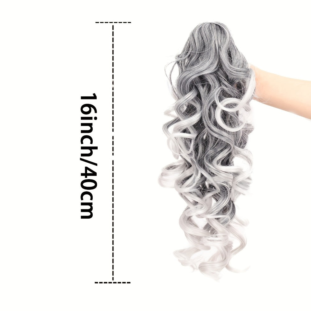 Hair Extensions Kinky-Curly 16-Inch Synthetic Ponytail with Claw Clip and Seven Color Options