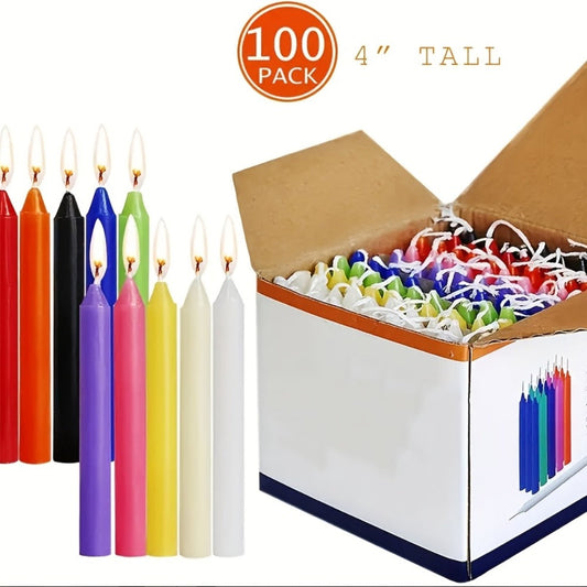 Taper Candles 100 Pack Soy Wax 4 Inch Unscented Drip-Free No Smoke Hand-Poured Slim Dinner Candles for Wedding Church Home Table Decoration Fits Standard Holders