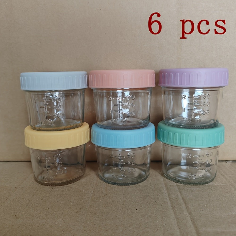 4 oz Mini Glass Storage Jar Set with Colorful Ribbed Screw Lids in Six- or Ten-Jar Pack Options
