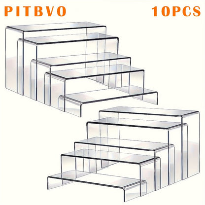 Acrylic Display Risers Clear Transparent Stands for Funko Pop Figures, Cupcakes, Jewelry, Perfume Bottles – Multi-Size Display Shelf Organizer for Home, Store & Craft Show – 10 or 20 Piece Set Large Size
