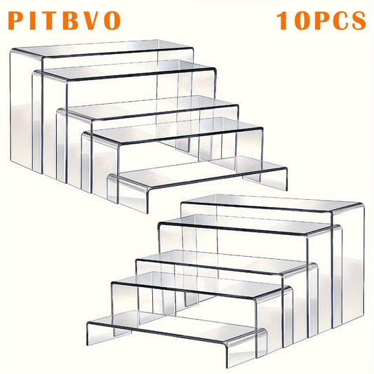 Acrylic Display Risers Clear Transparent Stands for Funko Pop Figures, Cupcakes, Jewelry, Perfume Bottles – Multi-Size Display Shelf Organizer for Home, Store & Craft Show – 10 or 20 Piece Set Large Size