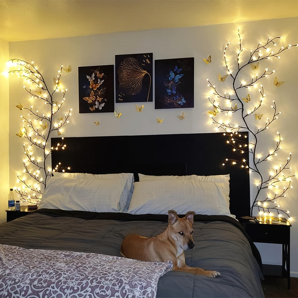 String Lights, 96-LED Bendable Willow Branch Fairy Lights with USB Power, Remote Control and Eight Indoor Modes
