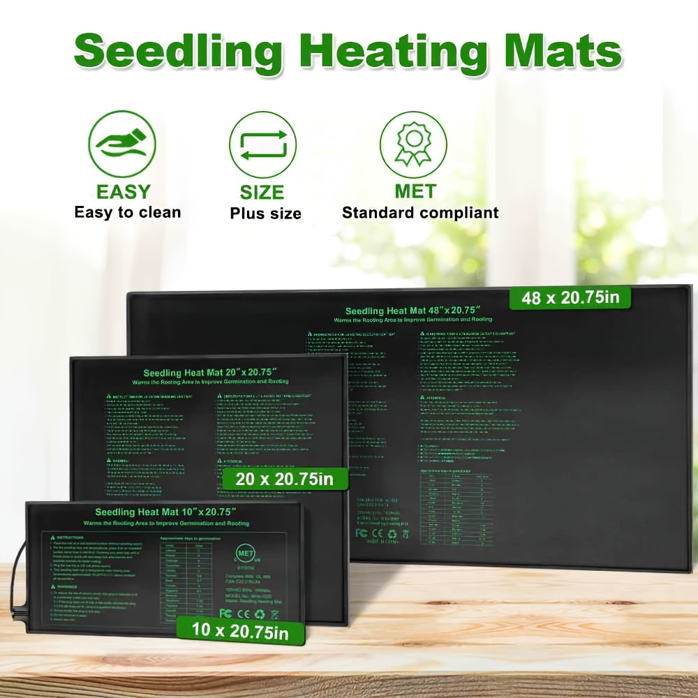 Seedling Heat Mat MET Certified Waterproof | Uniform Heating for Germination Indoor Gardening Greenhouse | Hydroponic Seed Starting Warming Pad M & L Size