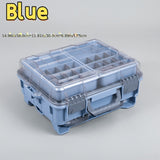 Adjustable spacing, multi-layer fishing gear storage box, blue
