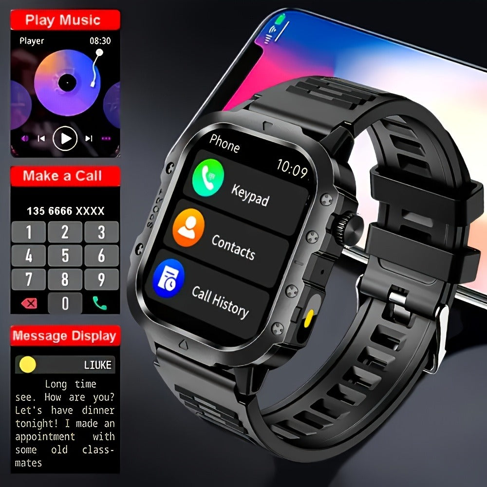 Smartwatch – Brown Black Large Screen – Wireless Calling & SMS, Fitness Tracker, Remote Camera Control, USB Rechargeable – Unisex…