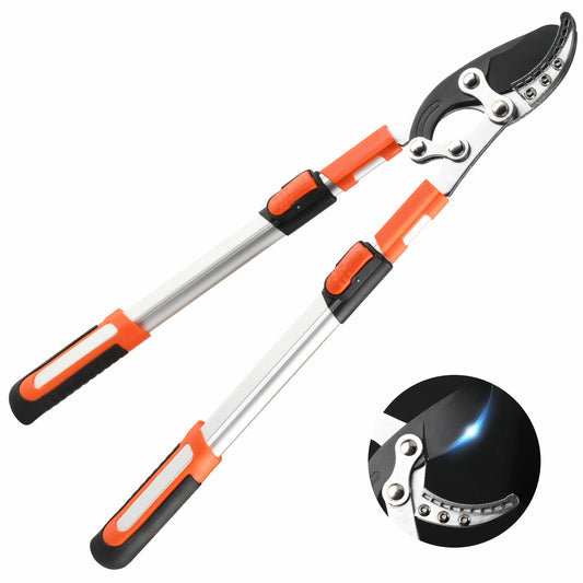 Extendable Pruning Shears 22-27.5 Inch - SK5 Steel Blades Cut 2.5" Branches, Shock-Absorbing Ergonomic Handle, Long Reach Tree & Shrub Trimmer for Hedges