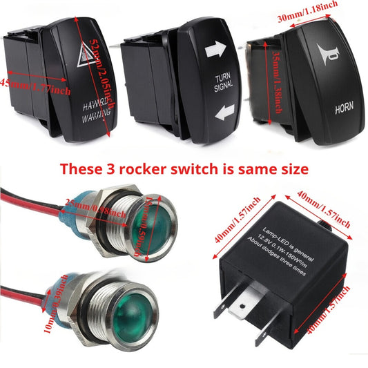 Rocker Switch Turn Signal Kit for 4x4 Off-Road – Street Legal LED Lights, Horn & Hazard Switch Kit, 12V/24V Universal Fit for UTV, ATV & Project Vehicles