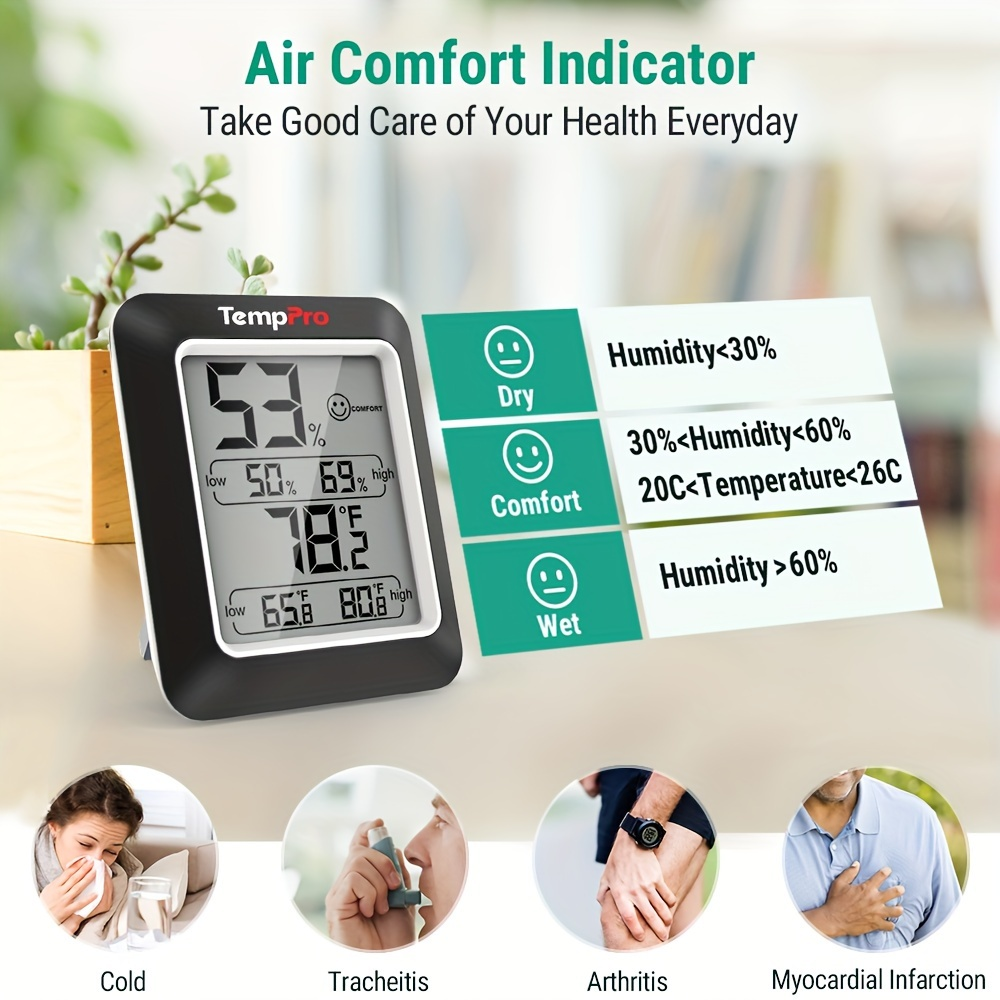 Two-Pack Indoor Digital Thermometer and Hygrometer with Temperature, Humidity and Comfort Indicator