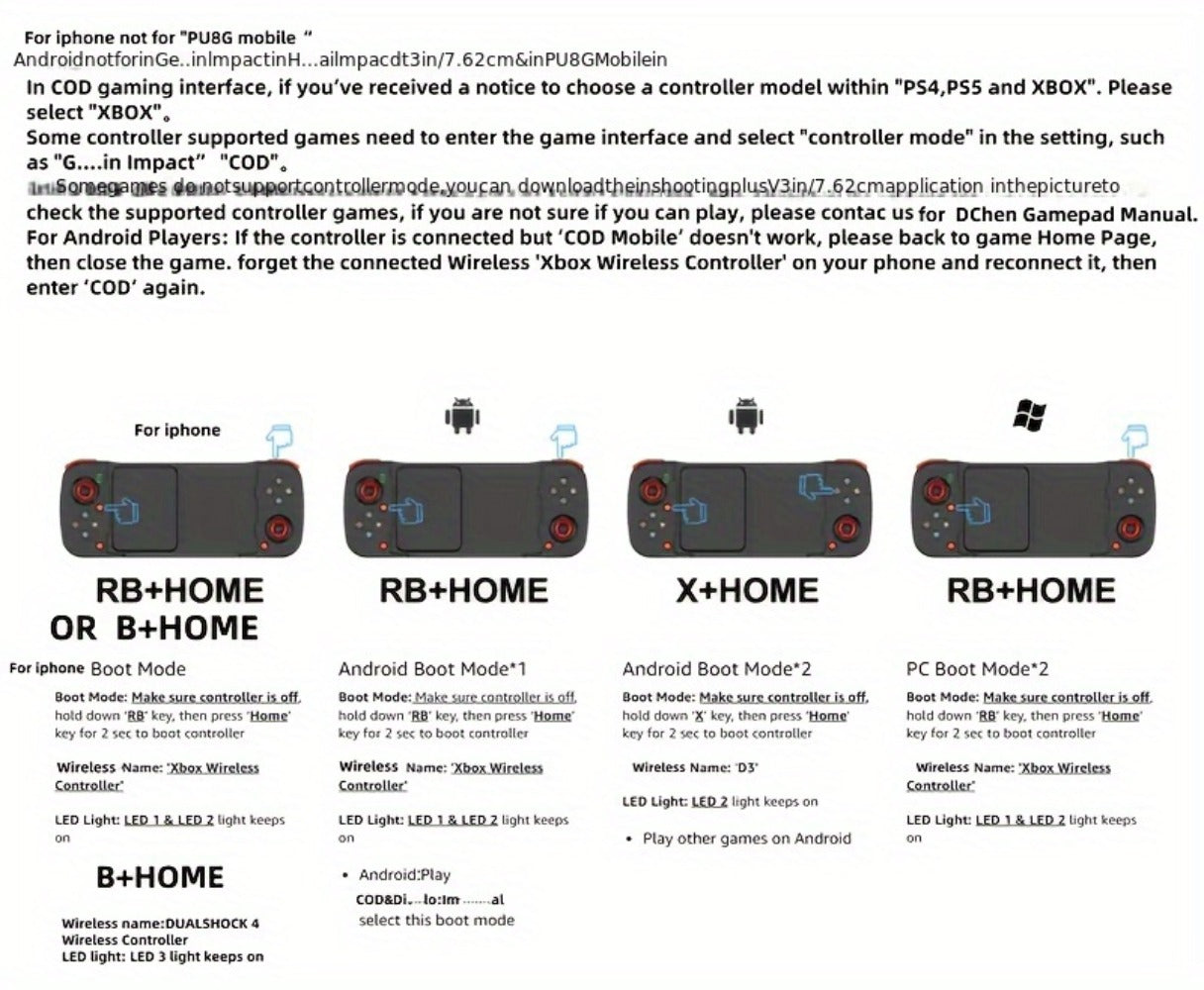 Bluetooth Wireless Gamepad Controller for iPhone Android PC Tablet Steam Deck – Rechargeable, Ergonomic Design, Multiple Colors, Compatible with PUBG COD Mobile Genshin Impact
