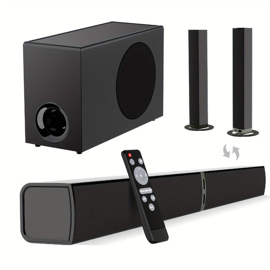 Soundbar with Subwoofer 2.1CH Home Theater Sound Bar for Smart TV, Deep Bass Wireless Bluetooth 5.0, ARC Optical AUX, Detachable Tower Speakers, Infrared Remote, for Movies Music Gaming