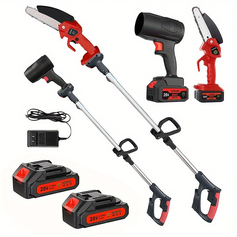 Cordless 3-in-1 Pole Saw, Chainsaw and Blower Kits with 5.8-Foot Pole Label plus Blue Saw Option