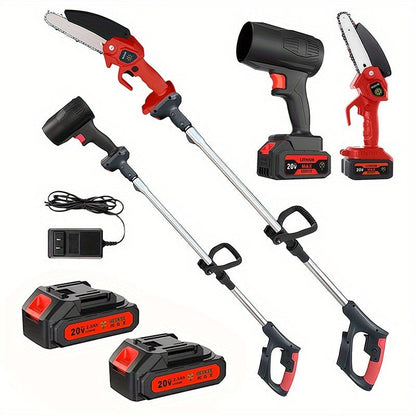 Cordless 3-in-1 Pole Saw, Chainsaw and Blower Kits with 5.8-Foot Pole Label plus Blue Saw Option