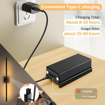 Cordless Two-Piece LED Wall Light Bar Set with Remote, 3000–6000K Range and 31-Inch Black Fixtures