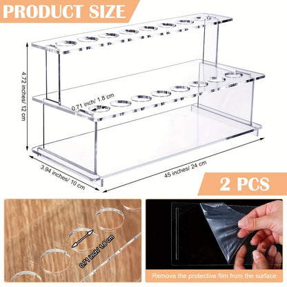 Twenty-Piece Beadable Wine Bottle Stopper Set with Silver-Tone Stems and Clear Two-Tier Display Rack