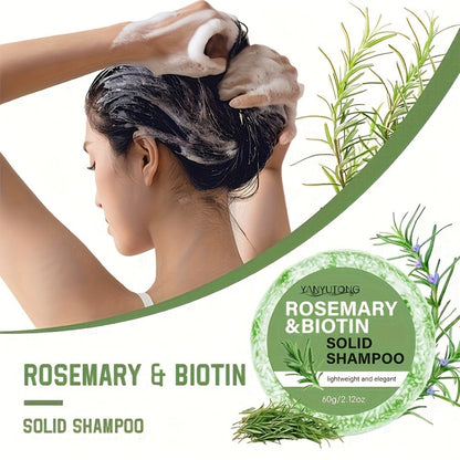 Rosemary Biotin Solid Shampoo Bar 3 Pack — Plant-Based Nourishing Mild Non-Irritating Formula for Sleek Smooth Hair, Scalp Care, Frizz Control, All Hair Types, Eco-Friendly, 60g Each
