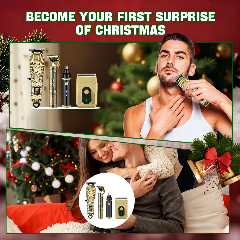 USB Precision Hair Clipper Set for Men – Wireless Electric Clippers & Nose Trimmer Shaver, 2/4pcs Professional Cordless Grooming Kit for Personal Use, Hairdressing & Barber Gift