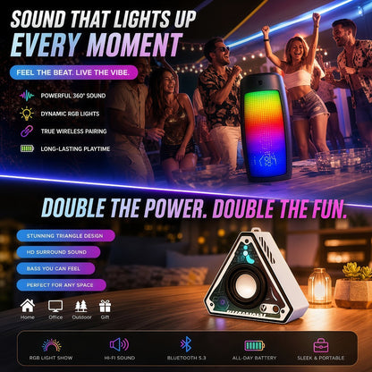 Portable Bluetooth Speaker Triangular Rechargeable Model with Subwoofer and Six Retained Pack Options