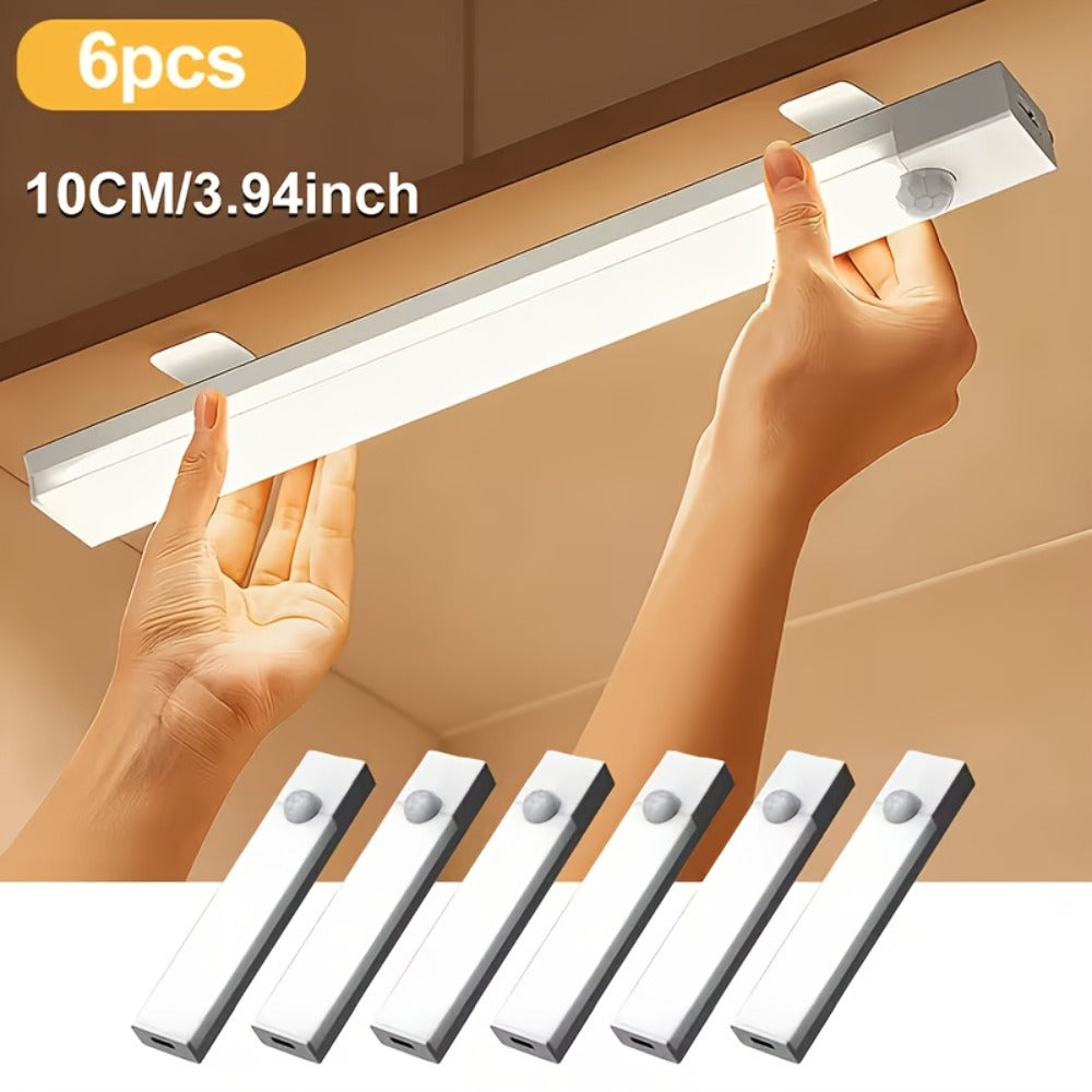 Night Light Motion Sensor LED Bar with USB Rechargeable 400mAh Battery, Three Brightness Levels and Six Size-Pack Options