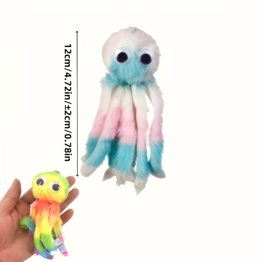 Cat Toy Octopus Plush 5-Pack in Random Colors with Long Tentacles and Teaser-Wand Hanging Loops