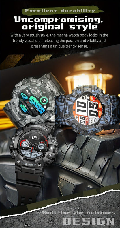 Smartwatch for Men 1.32 Inch Tactical Watch with LED Flashlight, SOS and 100+ Sport Modes in Eleven Colors