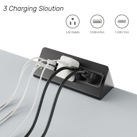 Power Strip Desk-Edge 7-in-1 with Clamp or Screw Mount, PD 20W USB-C, 5.6-Foot Cord and Power Indicator