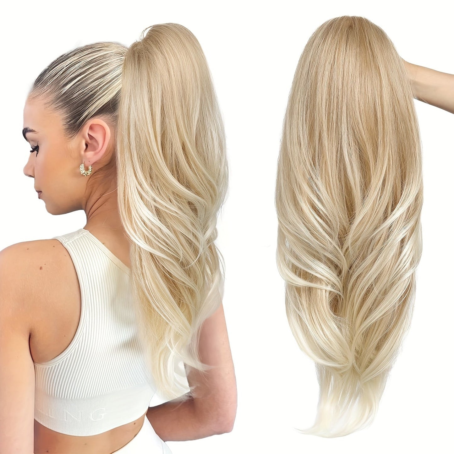 26-Inch Drawstring Wavy Ponytail Extension with Wraparound Clip in Ten Color and Style Options