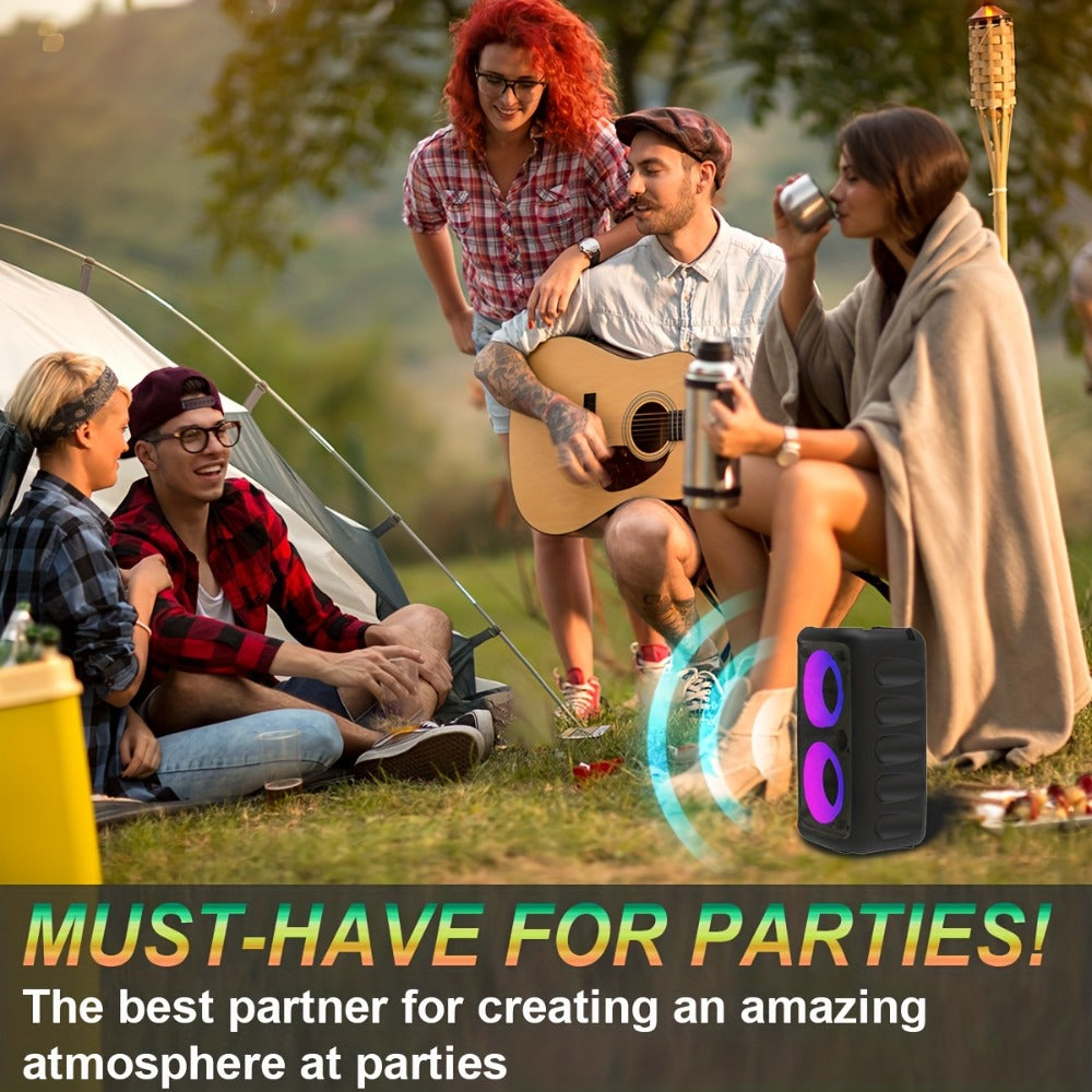 Portable Bluetooth Speaker HY-3317 with Dual Speakers, Subwoofer, LED, Mic, 2400mAh and USB-C