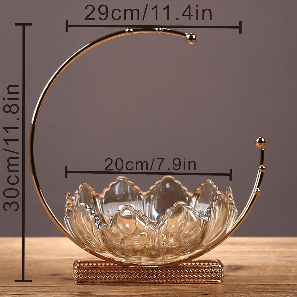 Glass Fruit Bowl Decorative Serving Tray - Modern Minimalist Centerpiece for Living Room, Dining & Kitchen | European Luxury Style Home Decor, Party Display for Thanksgiving, Christmas & New Year