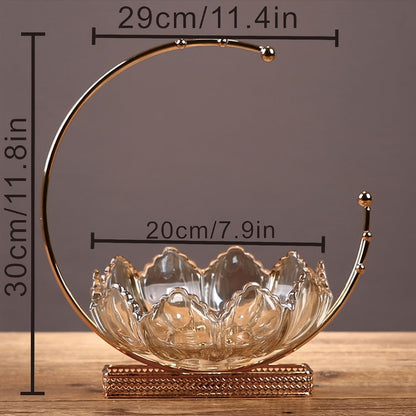 Glass Fruit Bowl Decorative Serving Tray - Modern Minimalist Centerpiece for Living Room, Dining & Kitchen | European Luxury Style Home Decor, Party Display for Thanksgiving, Christmas & New Year
