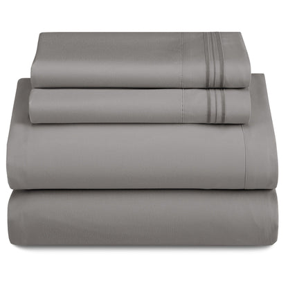 Bed Sheet Set 1800-Series Microfiber with Six Fitted-Sheet Sizes and Twenty Solid Color Choices