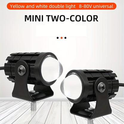 Dual-Color LED Vehicle Work Light Set, Two-Piece 8–80 V Pair with 6000 K White and 3000 K Yellow Output