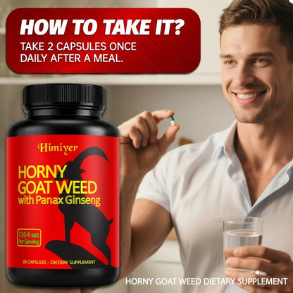 Horny Goat Weed Complex with Tongkat Ali, Ginseng & Premium Herbal Blend - Men's Vitality & Energy Support Supplement - 2 Pack Value Bundle