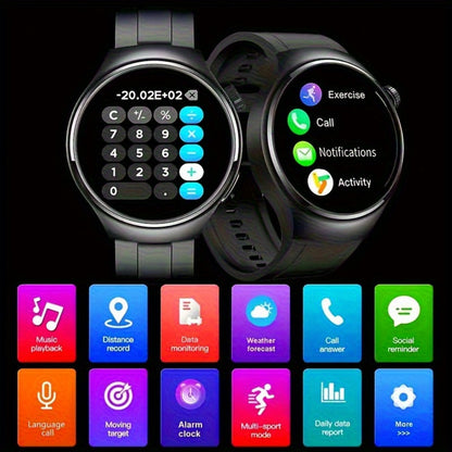 Round Smartwatch 2.01" Extra Large Screen with Wireless Calling, 100+ Sport Modes, Sleep Monitor Heart Rate, Built-in Games Weather Calculator Pedometer, Unisex Smart Watch for Men Women – Black Silver 5 Styles