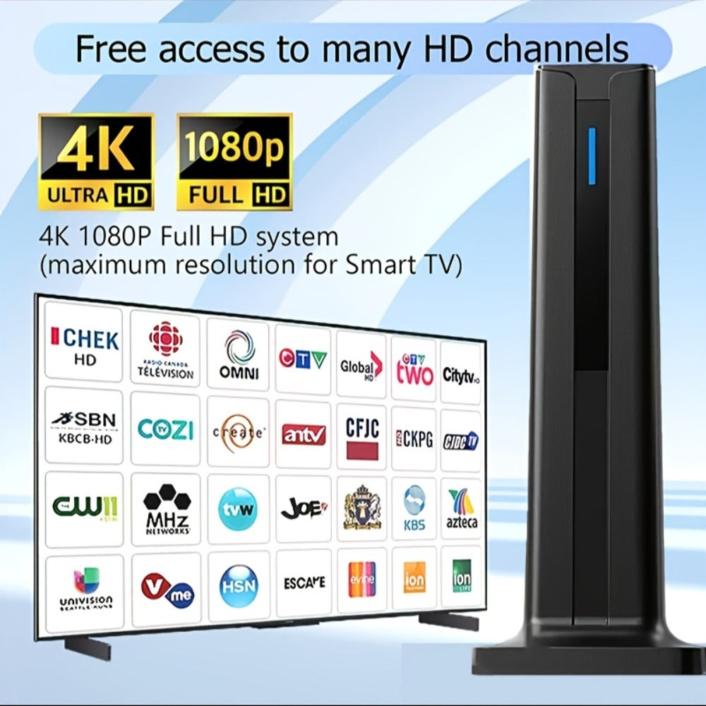 TV Antenna with Magnetic Vertical Base, 16-Foot Coaxial Cable, USB Amplifier and One or Two-Pack Options