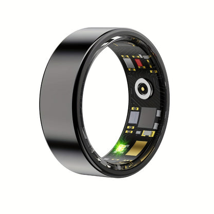 Screenless Smart Ring with Magnetic Charging Cable, Rose Gold, Black or Silver Finish and Sizes 7–13