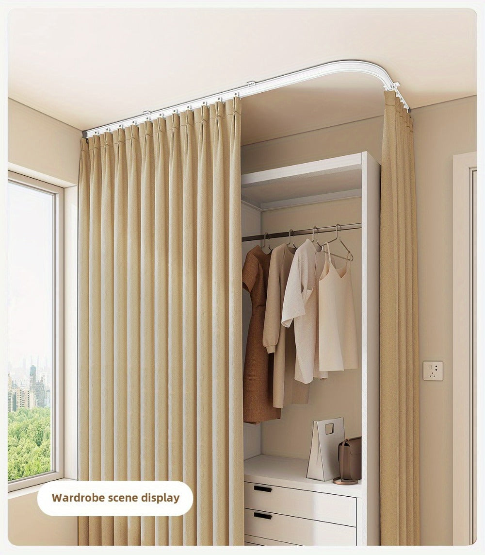 Flexible Curtain Rail Track – Bendable PVC Ceiling Mount Curtain Rod for Bay Window, Bathroom & Home Decor, Trim-to-Fit Monorail Curtain Track System