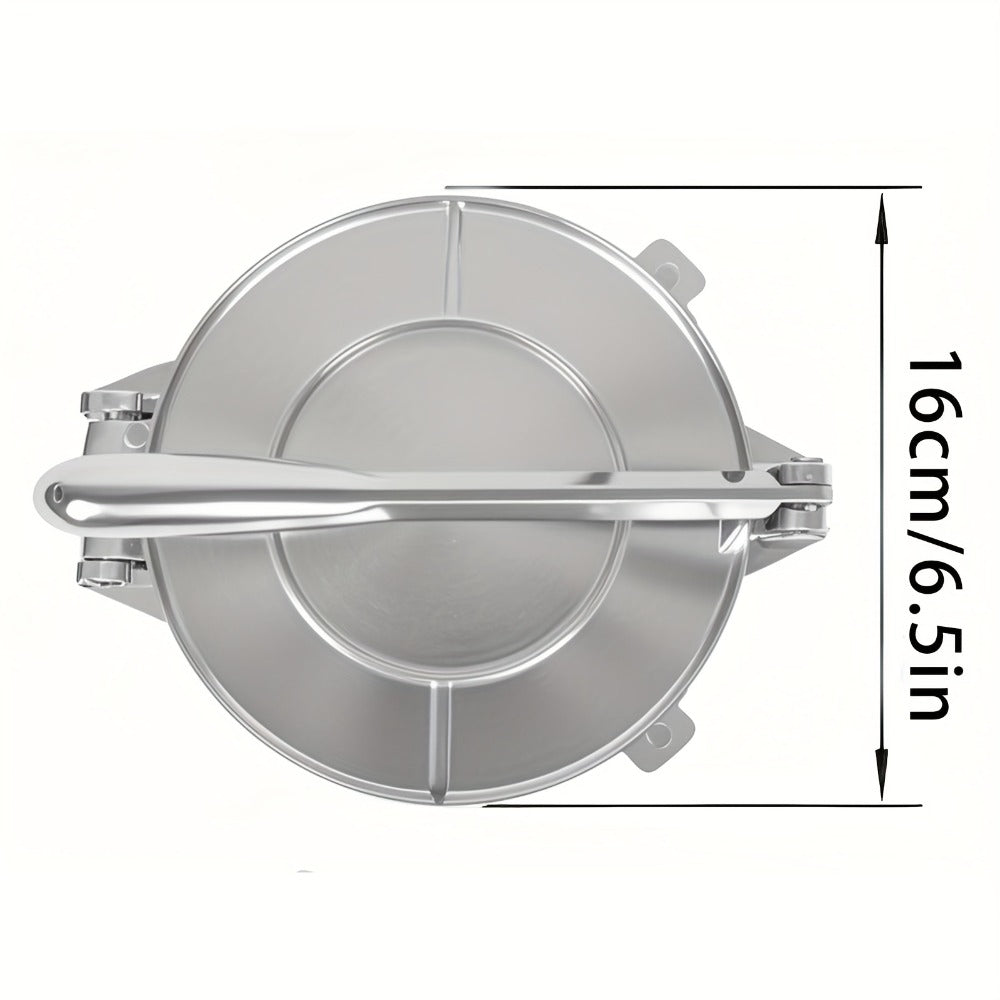 Manual Tortilla and Dough Press in 6.5- or 8-Inch Black Cast-Iron-Style Configurations for Flatbread Prep