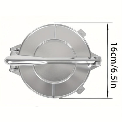 Manual Tortilla and Dough Press in 6.5- or 8-Inch Black Cast-Iron-Style Configurations for Flatbread Prep