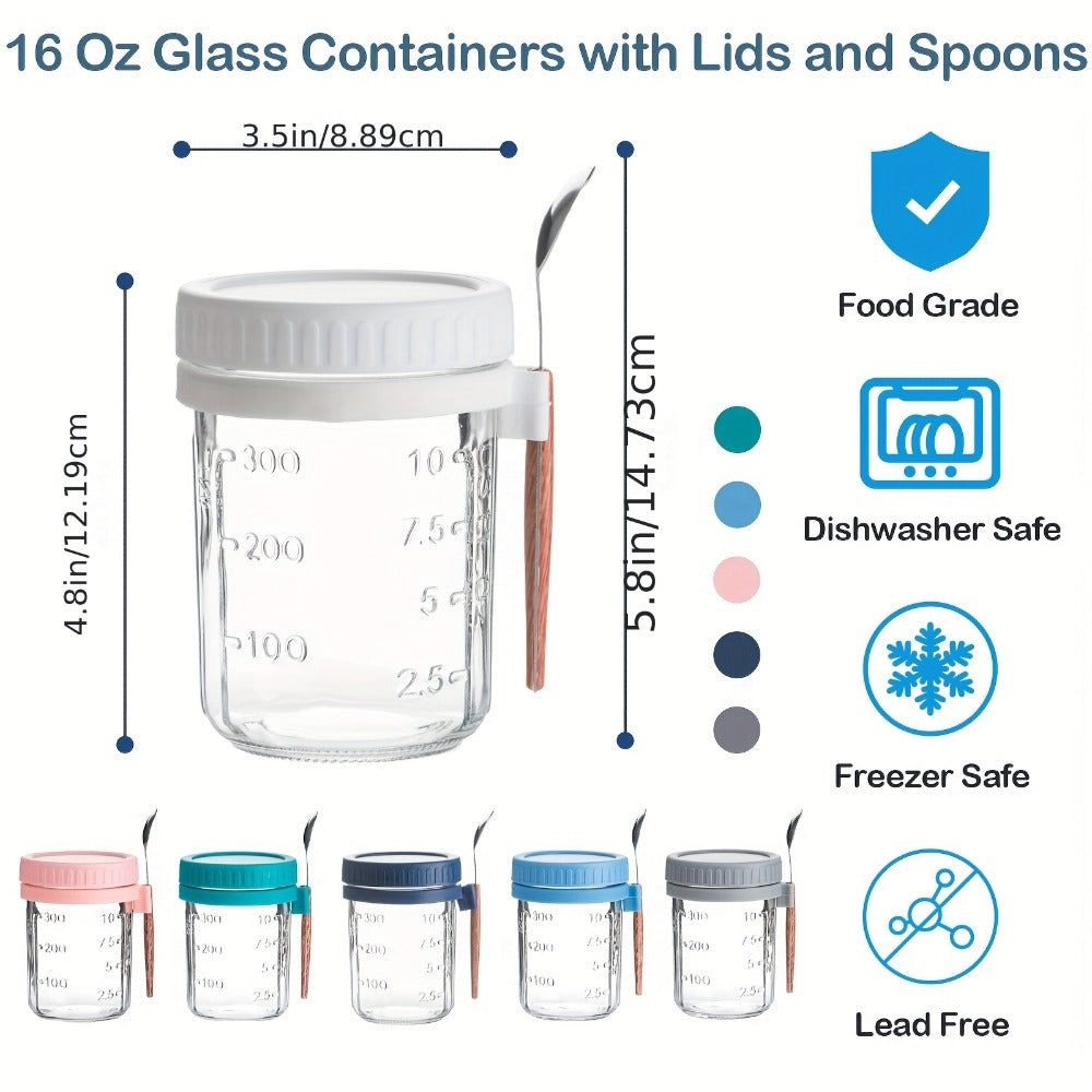 Portable Overnight Oats Cups with Flip-Top Lids in Four- or Six-Piece Sets for Meal Prep and Travel